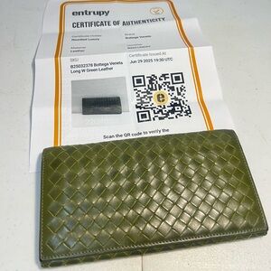 [Bottega Veneta] Olive Green Leather Wallet
